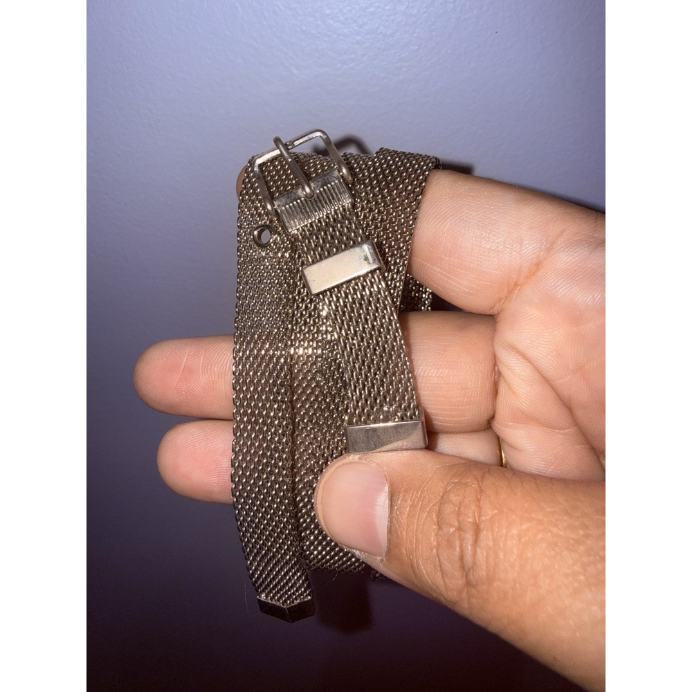 Vintage Metal Mesh Silver Tone Ladies Belt 36" Sz Large Slim